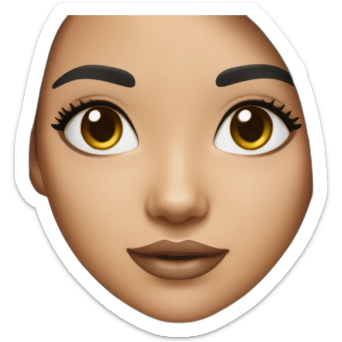 Girl with light skin tone black straight hair cat eye mold on right cheek sticker