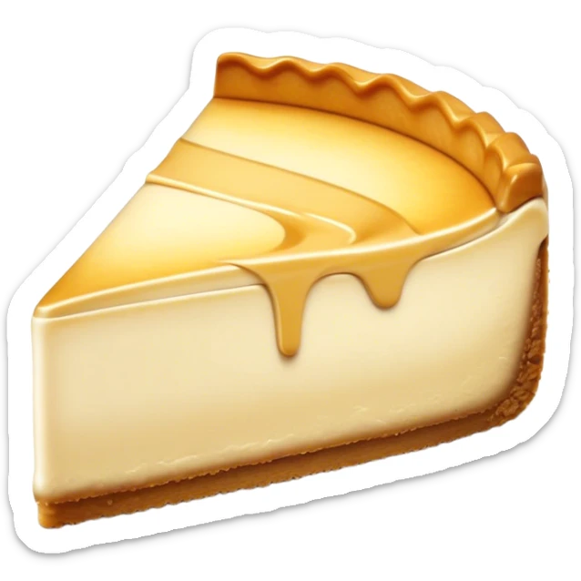 Cinematic Realistic Sernik Dessert Emoji, showcasing a rich, creamy cheesecake with a golden crust rendered with delicate textures and inviting, soft lighting. sticker
