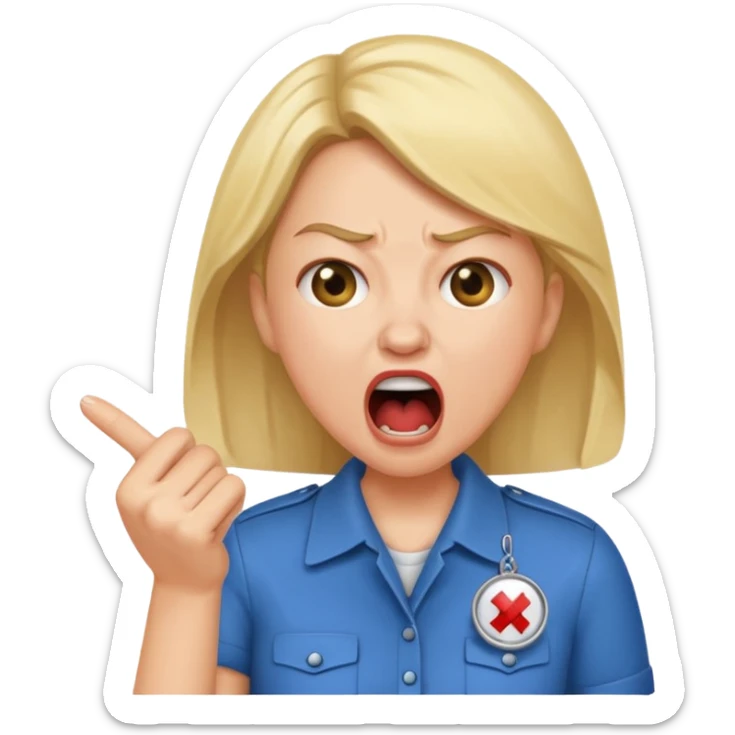 emojis.com a-karen-mom-yelling-at-somebody-that-wont-take-their-dog-out-and-is-showing-her-badge-but-its-fake sticker