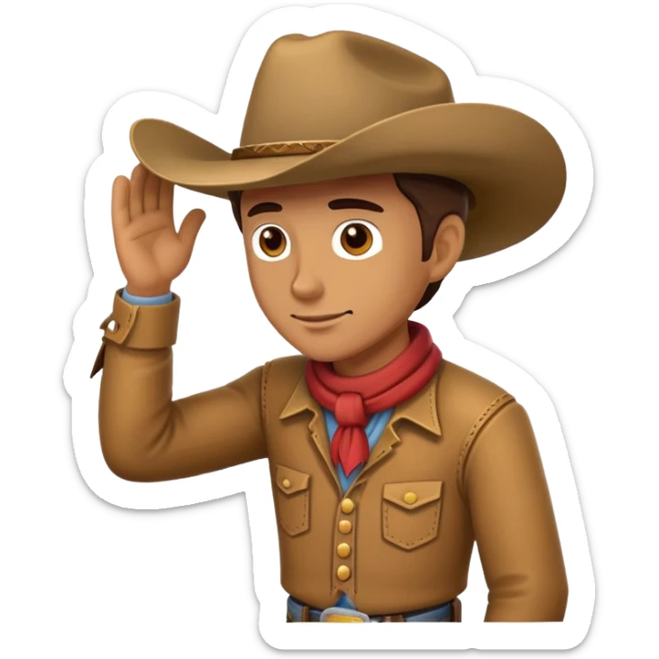 when a cowboy salute ladies, he offs his hat, and slightly lean towards, I want such emoji sticker