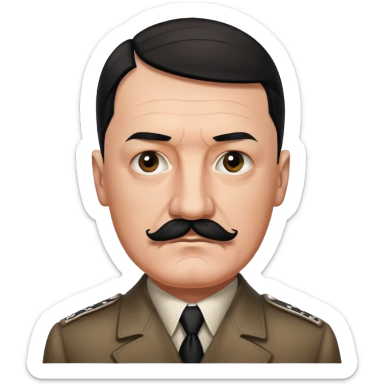 Je veux un emoji représentant adolf Hitler portant une moustache noir et carré rajoute son symbole  sticker