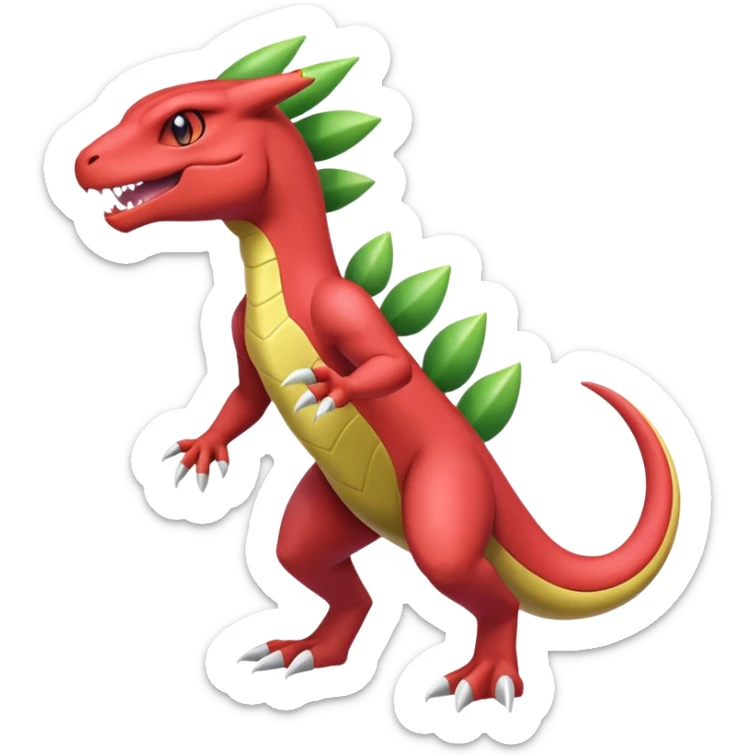 Shiny Aural Charmeleon-Inteleon-Sceptile-Greninja-Fakémon-fusion (full body) sticker
