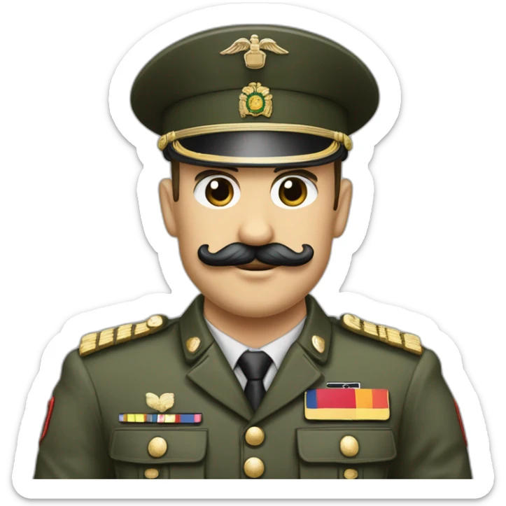Militaire allemand portant une petite moustache et coiffé avec les cheveux plaqué sticker