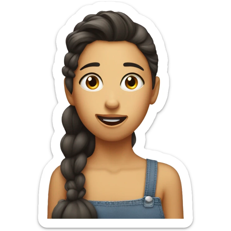 Girl putting hair on the ear while sticking tongue out being cocky sticker