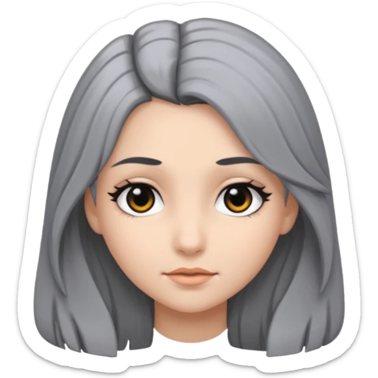 girl with black and gray hair and black eyes and long hair sticker