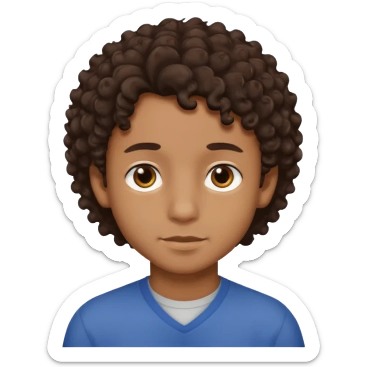 Menino de pele morena de olho castanho meio preto e cabelo cacheados mais nem tanto sticker