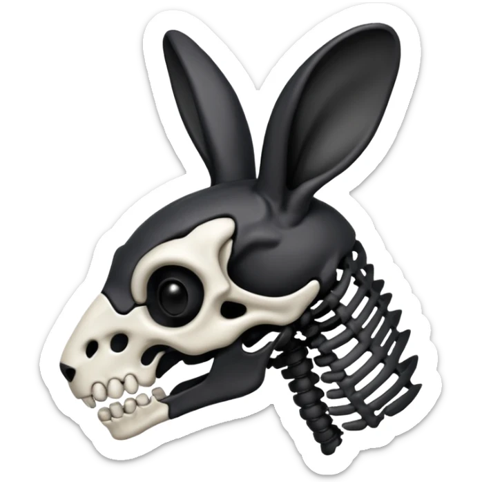 Tête de lapin squelette noire de profil avec des G à la place des yeux  sticker
