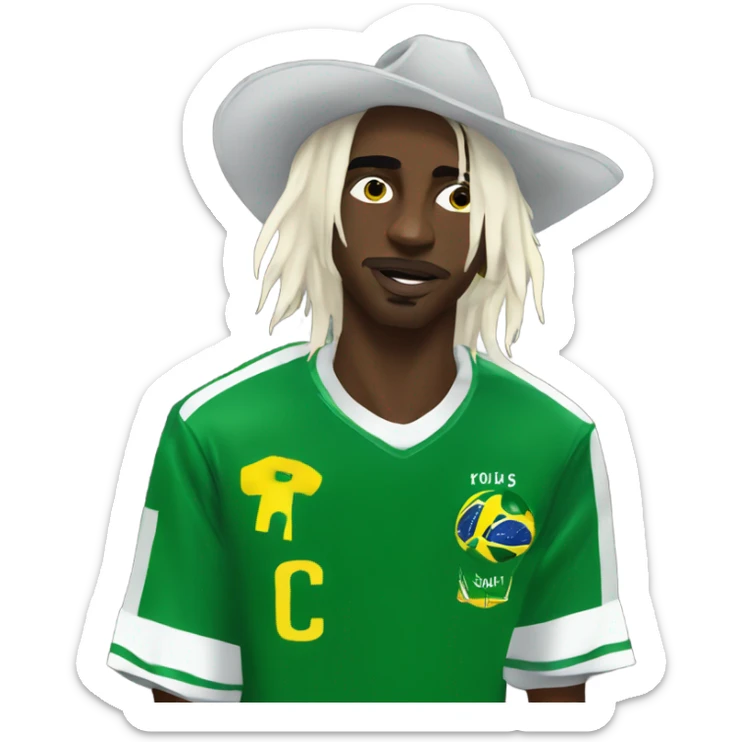 goth cowboy playboi carti wearing brazil soccer jersey  sticker
