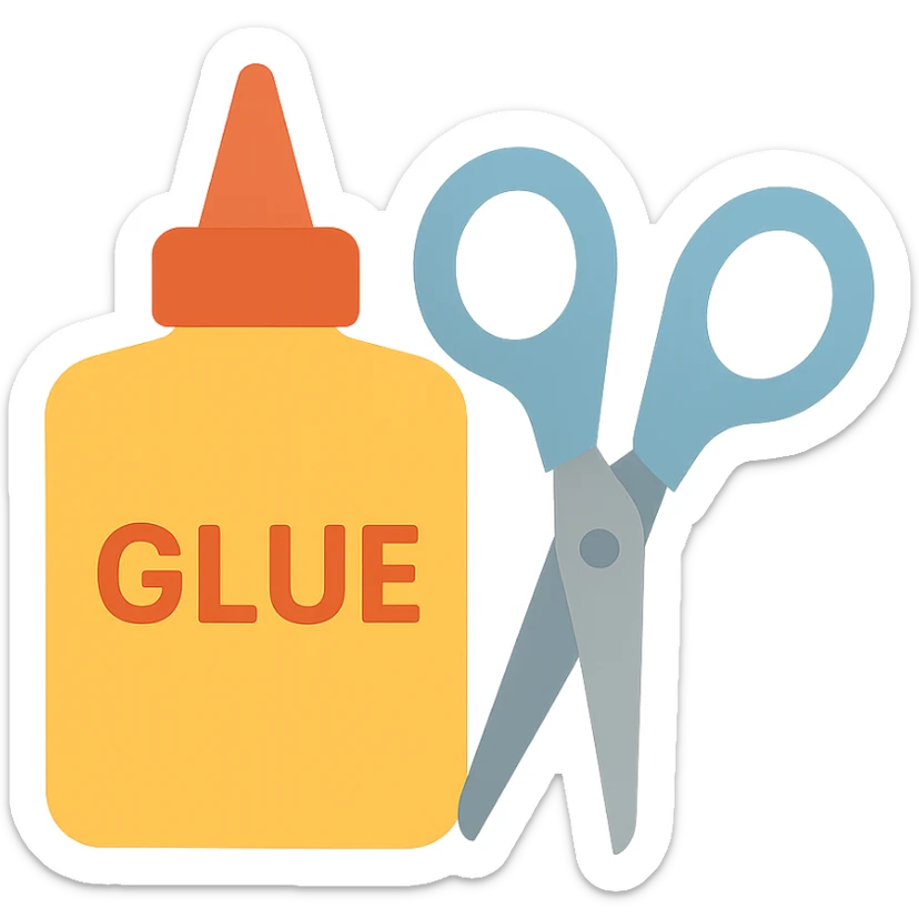craft glue and scissors flat toon sticker