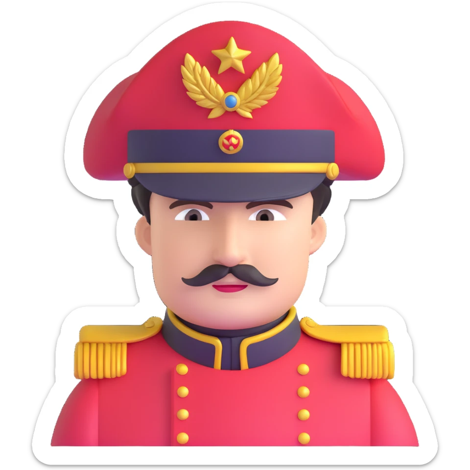tomato wearing Napoleon Bonaparte's bicorne hat and military officer uniform sticker