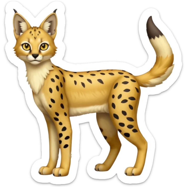 Serval-Caracal-Trico-Sergal-Caraval-Seracal-animal-Fakémon-hybrid (full body) sticker