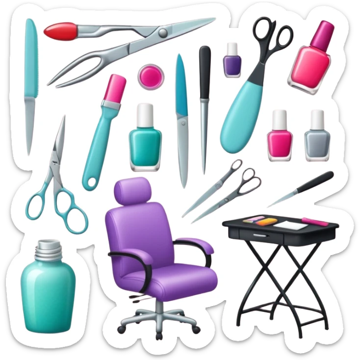 Create a cohesive and stylish set of emojis specifically for a professional nail technician.  sticker