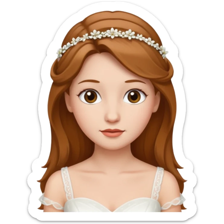 White tanned skin bride with hazel hair with a chin on her face sticker