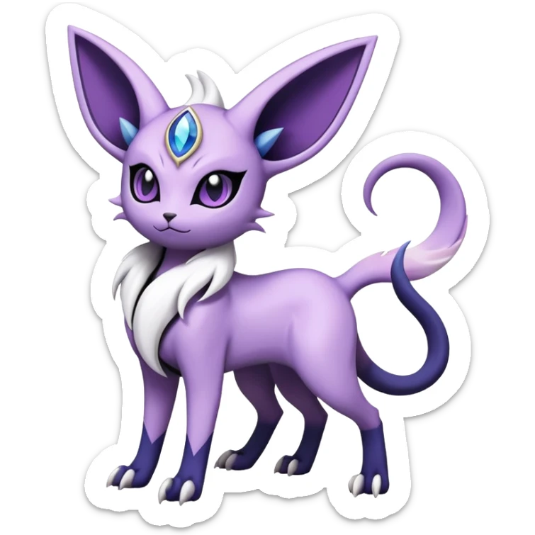 Shiny Exotic Badass Mysterious Gothic Espeon-Absol-Pokémon-Fakémon-hybrid-creature (full body) sticker