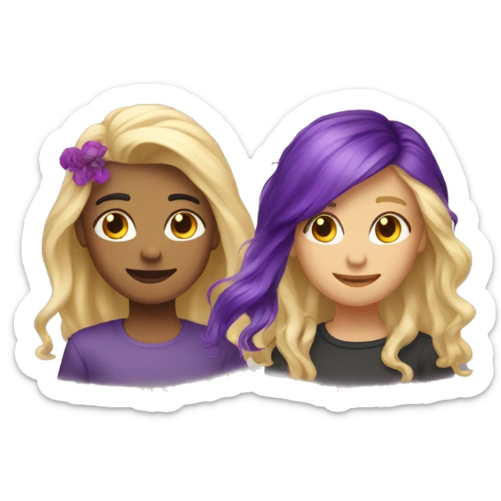 two best friends one with dirt blond hair and one with purple hair  sticker