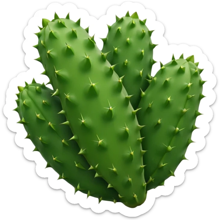 Realistic emoji of a Mexican nopal, without thorns or spines, smooth green surface, juicy and fresh like the kind used for cooking in Mexico. sticker