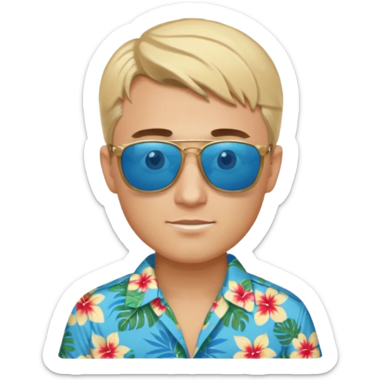 Charlie kirk with blonde hair and Blue eyes on epstein island but make hi really look like Charlie kirk sticker