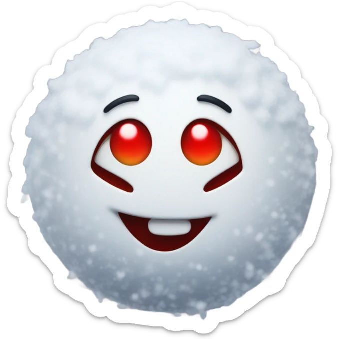 smiling face with red eyes and a pile of snow infront of their face sticker