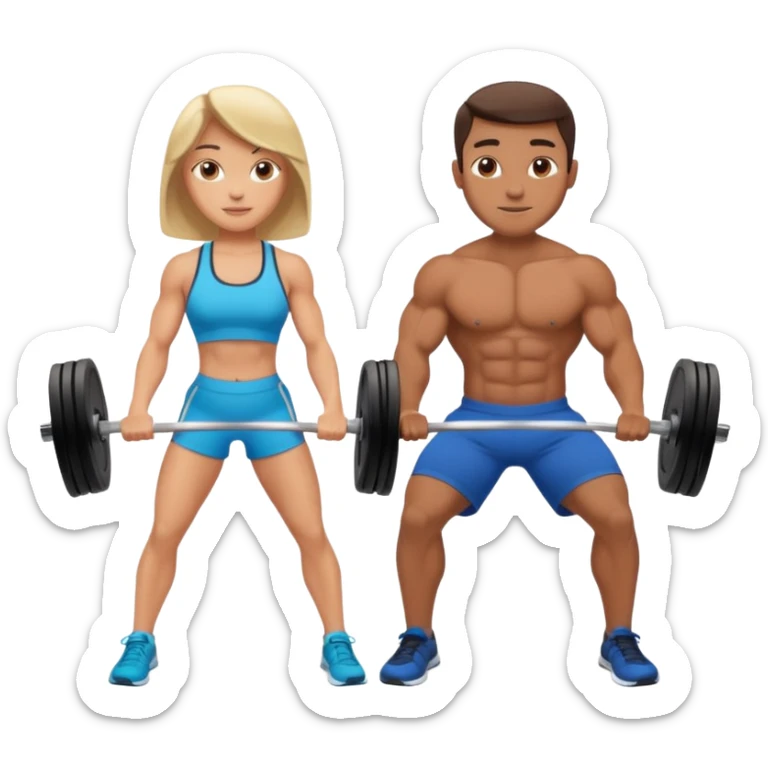 ein gym mit geräten und zwei freunden die sport machen sticker