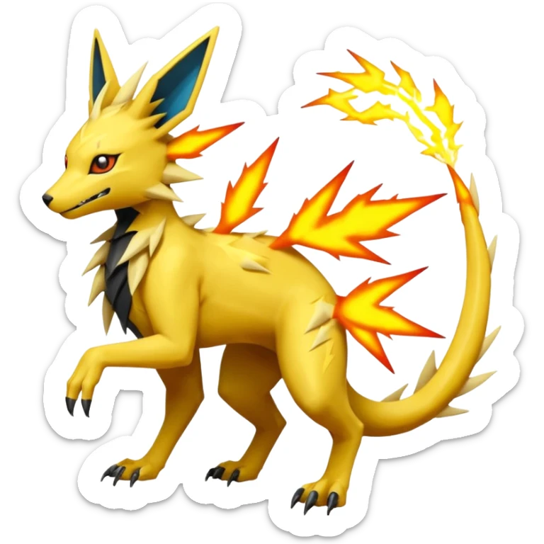 Jolteon-Salandit-Electrike-Zeraora-Fakémon-hybrid-creature (full body)  sticker