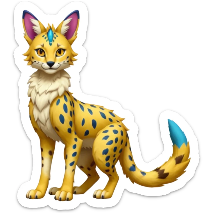 Anthro Epic Beautiful Handsome Pretty Colorful Sergal-Serval-Vernid full body sticker