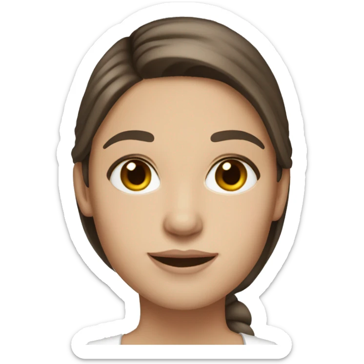 brown hair brown eyes straight hair white skin woman sticker