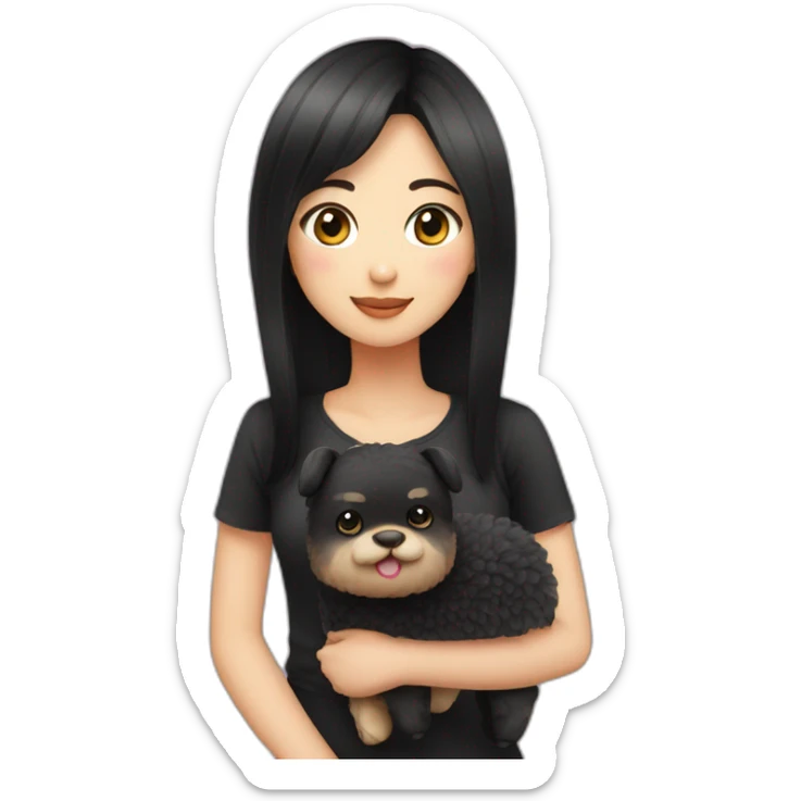 cute-asian-girl-with-black-hair-with-black-clothes-holding-an-alpaca  Download emoji sticker