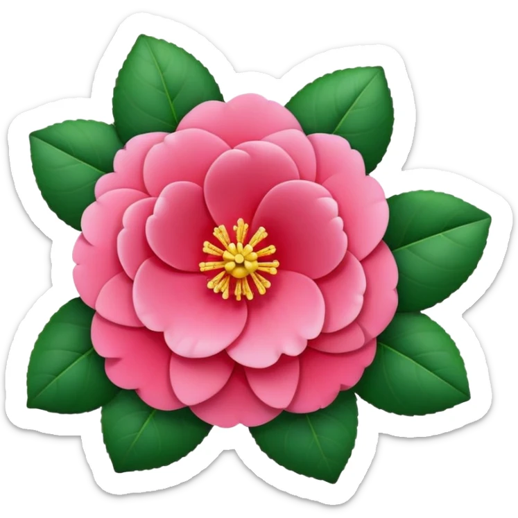 Camellia flower, in Twitter/X and Disord style of emoji. sticker