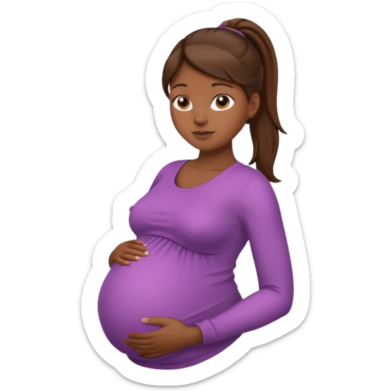 pregnant woman, brown hair, dark skin, ponytail, only abdomen, neck and head sticker
