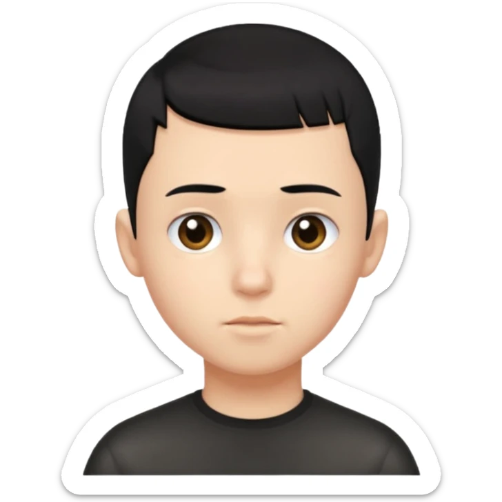 create a long buzz haircut boy that has black hair hair need to go on forhead and it cant be flat little fringe sticker