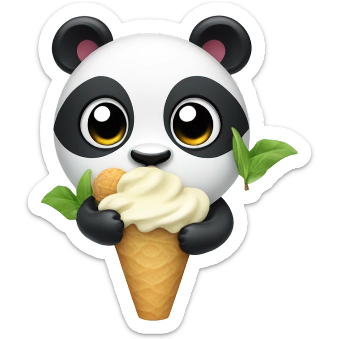 Panda eating ice cream sticker
