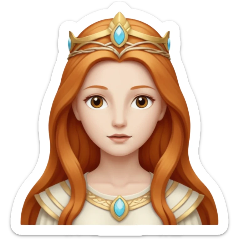 Minerva, Goddess of Wisdom from Gods and Goddesses with long reddish blonde hair, ivory outfit sticker