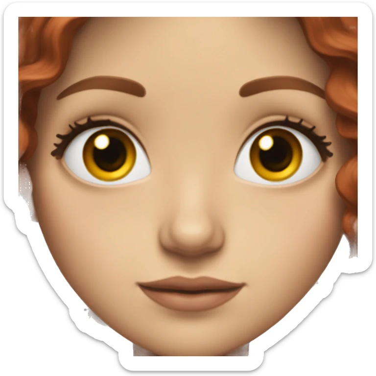 white girl with long dark red wavy hair and brown eyes with long eyelashes sticker