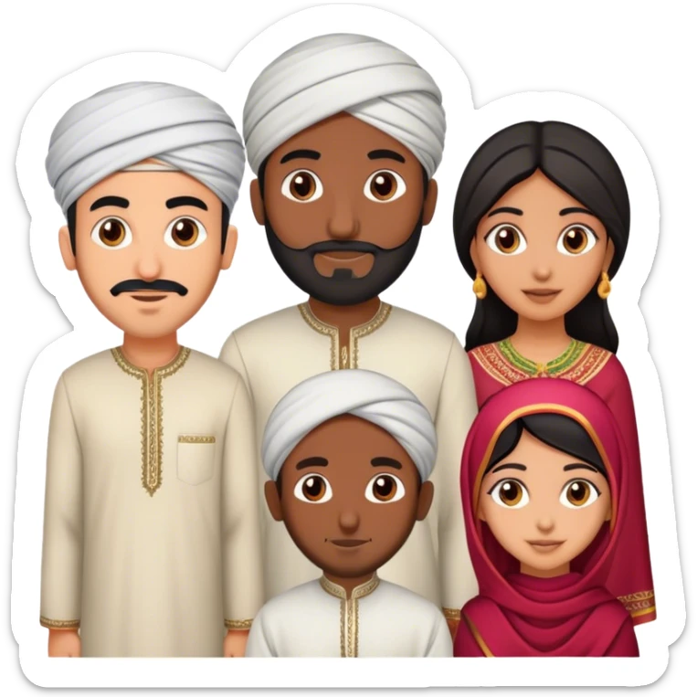 5 bestfriends: 1 Moroccan man, 1 Arab man, 1 Iranian girl, 1 Indian girl, 1 black man sticker