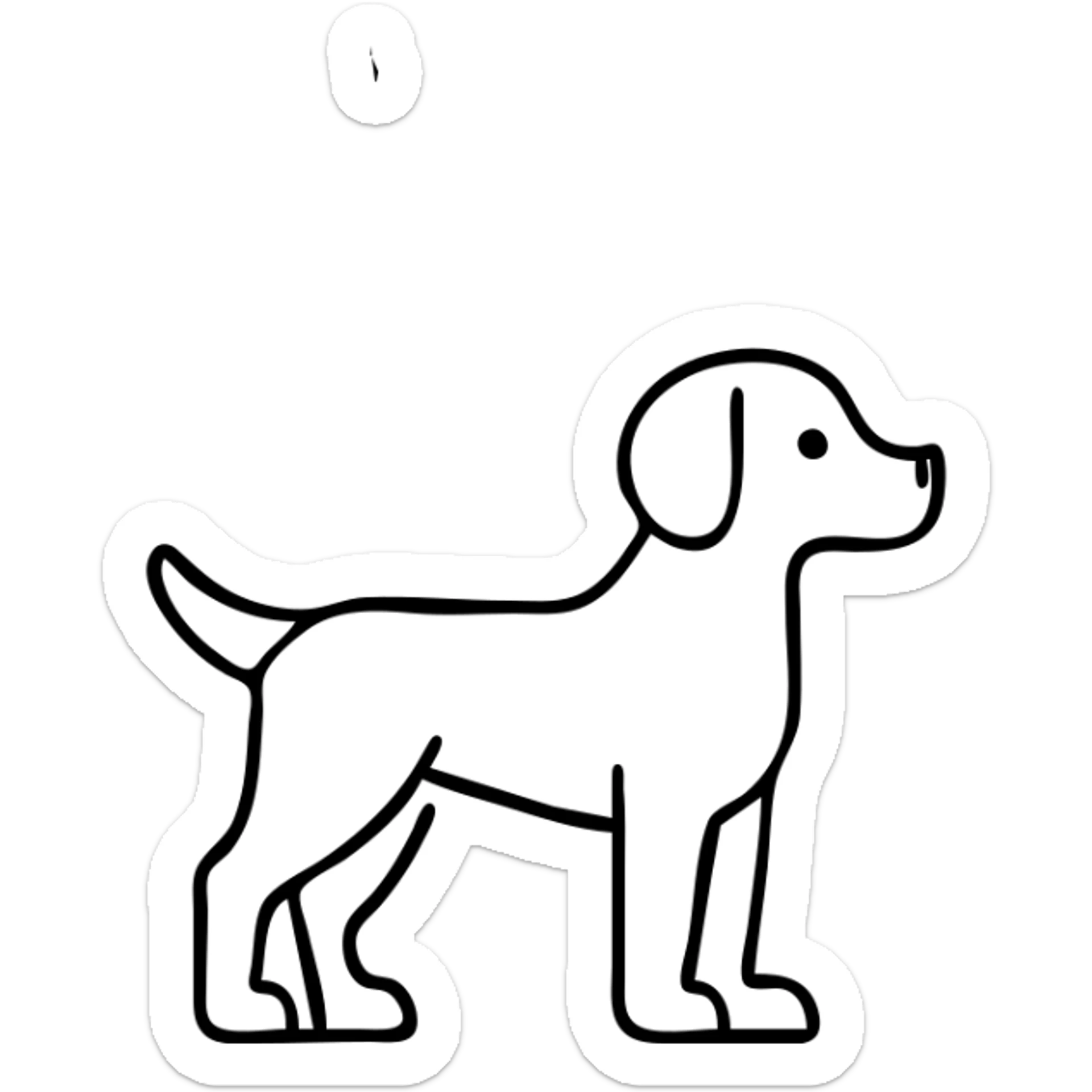Place the black labrador retriever graphic on a yellow t-shirt, keeping a minimalist outline style with clean black outlines and no fill, emphasizing simplicity and clarity. sticker