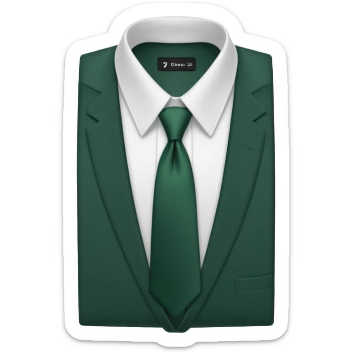 men's dark green tie on white shirt, minimalism, no emojis or faces, iOS emoji style sticker