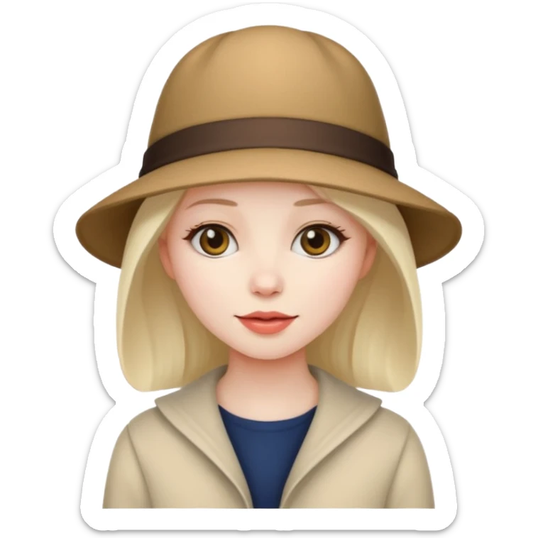 Woman with no hair wearing a cute hat  sticker