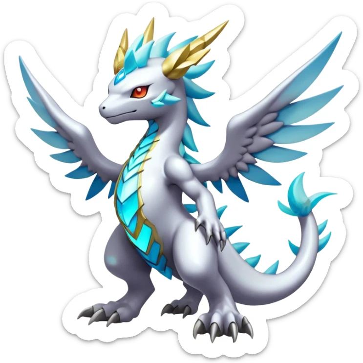 cool edgy cute shiny colorful ethereal legendary godly Archeus-Kyurem-Digimon-Fakemon-animal-hybrid full body sticker