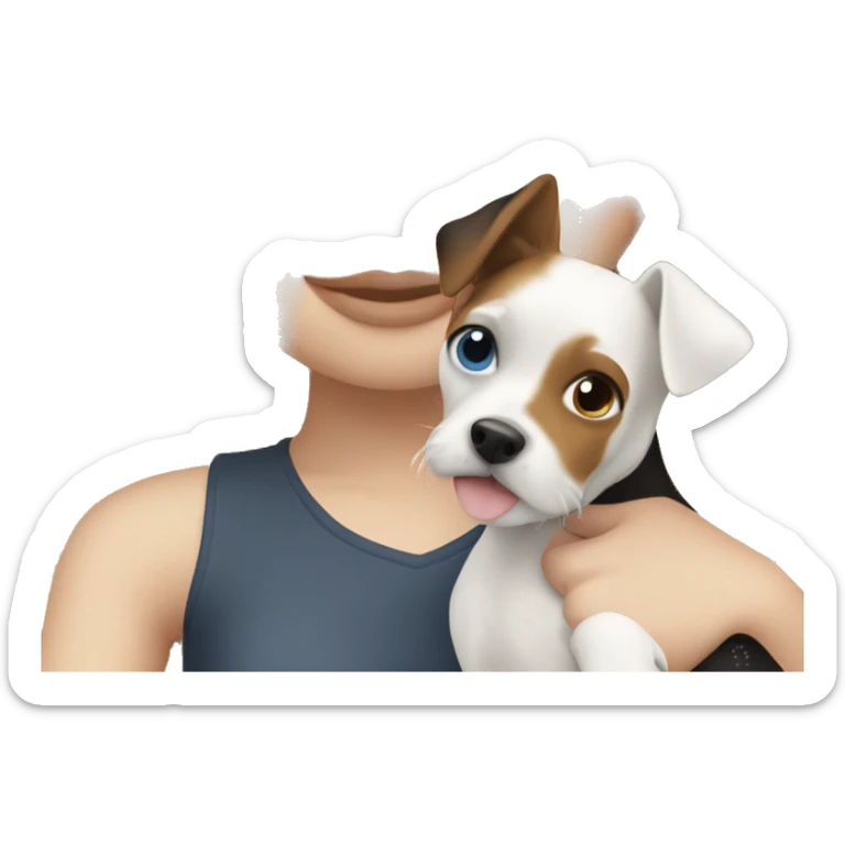 blonde hair girl with blue eyes holding a jack russel sticker