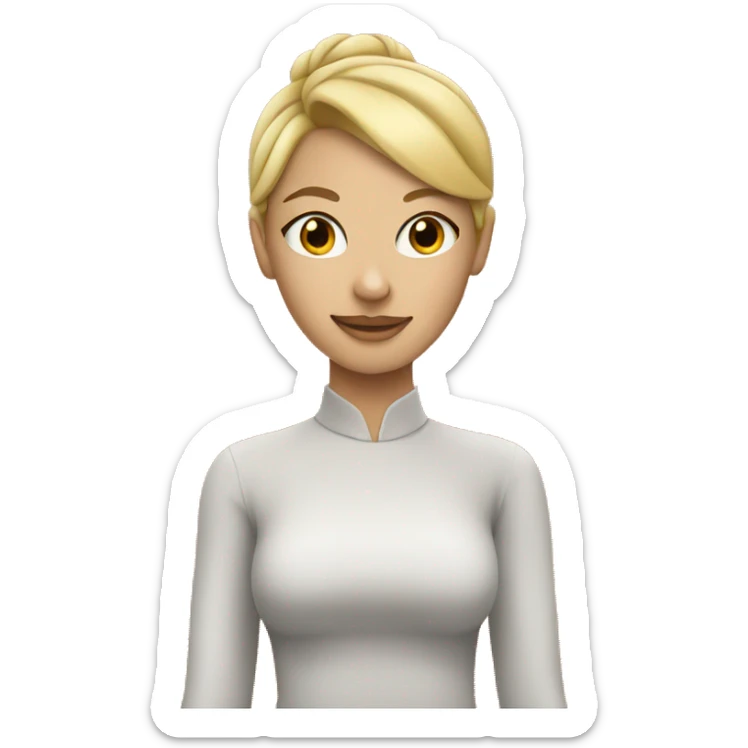 Girl with Blonde hair in bun holding orange gat sticker