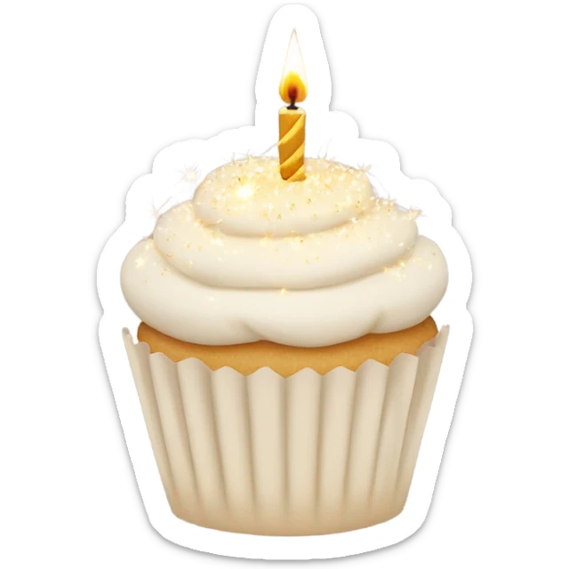 Total White beige cupcake with sparkler candles sticker