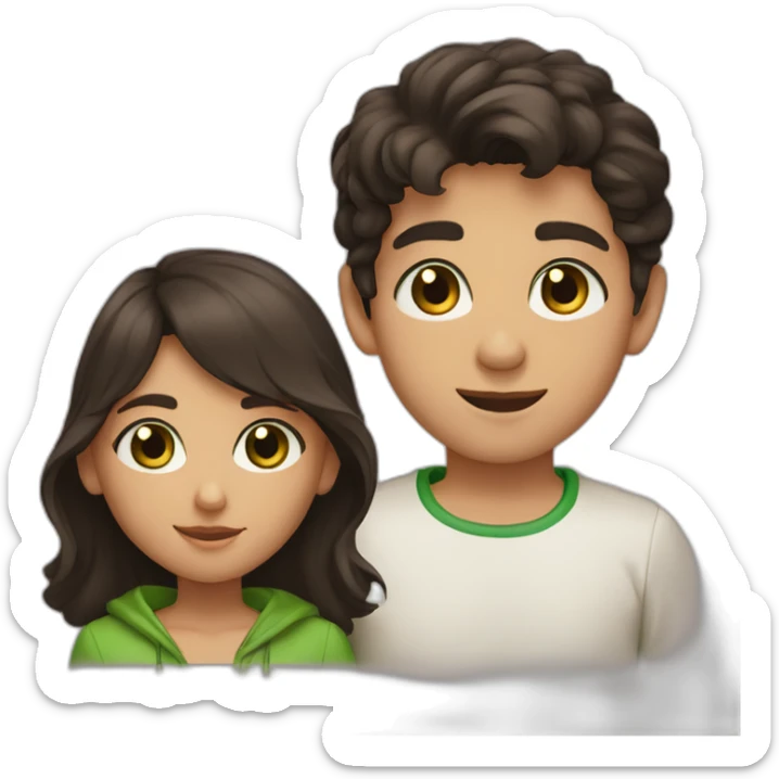 A couple of one boy with dark short hair and brown eyes and a Moroccan girl with brown hair and green eyes sticker