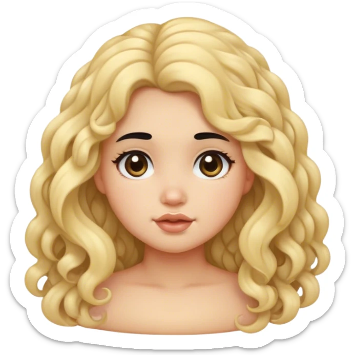 black hair blond girl with long curly hair make her little chubby sticker