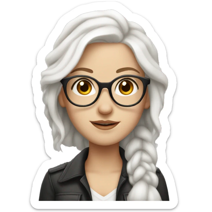 white girl with white hair and glasses and piercings sticker