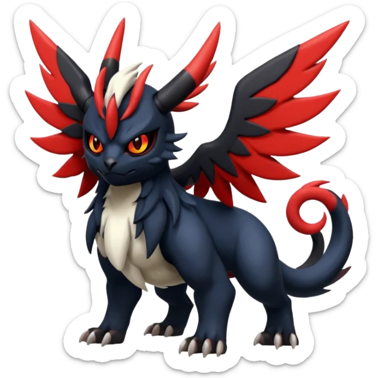 Handsome cool badass edgy Absol-Litten-Guilmon-Giratina-Yveltal-Pokémon-Fakémon-fusion-hybrid-creature sticker