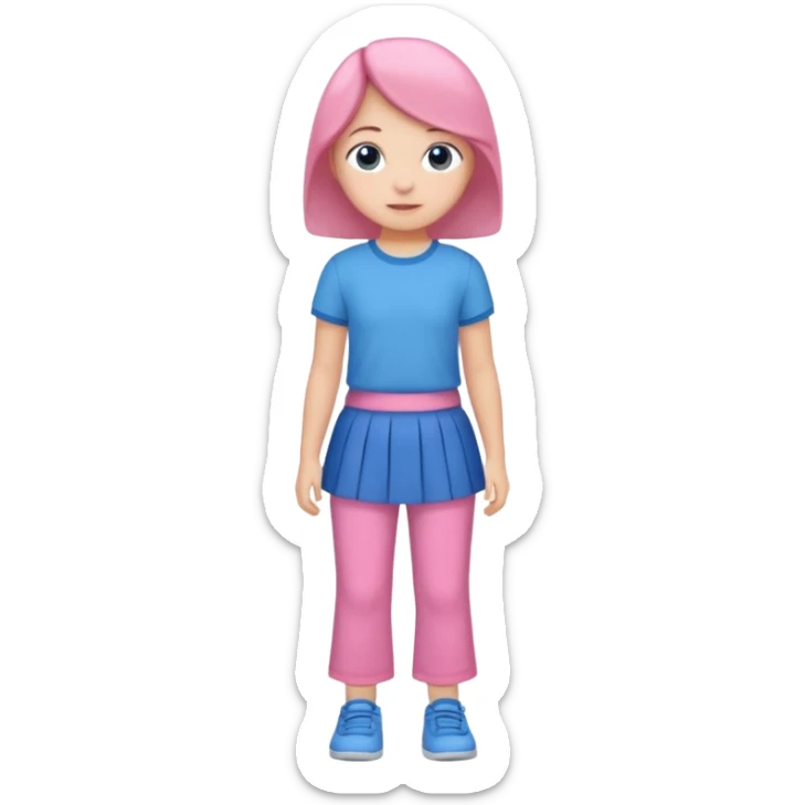 A young child with pants ☺️👖and a skirt and pink pants and blue shirt sticker