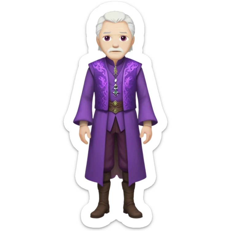 a white haired old man with purple eyes standing, full body, in Targaryen themed clothes, clothes aren't purple  sticker