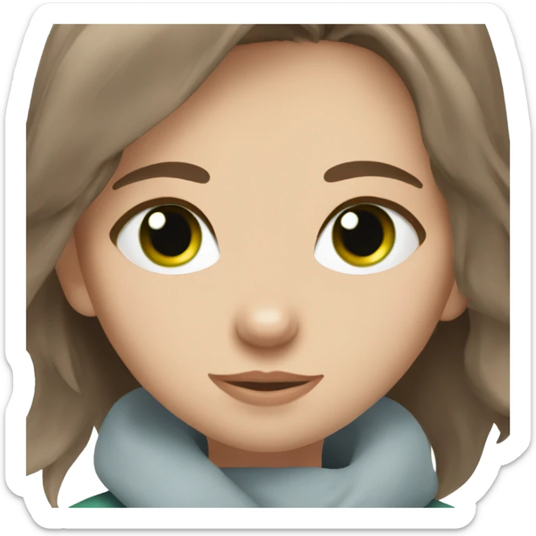 blue eyes grey kitten and brown hair green eyes girl hugs sticker