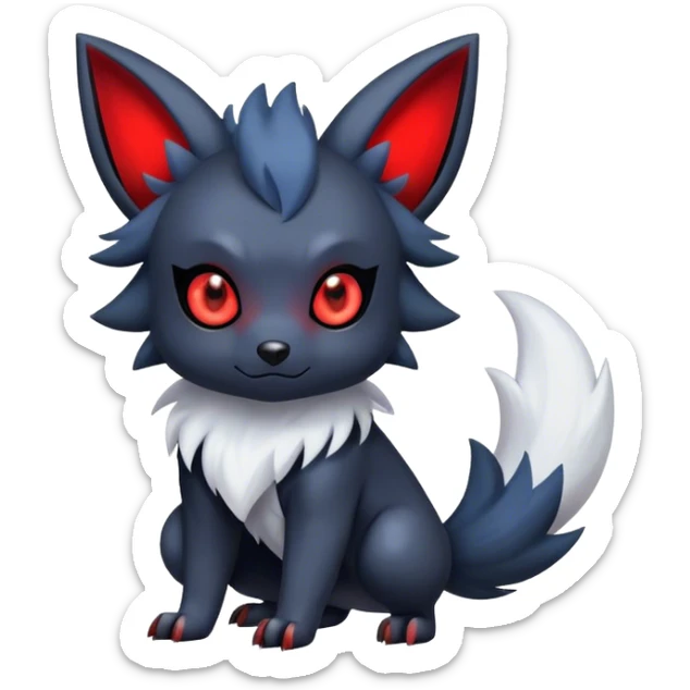 Cool Cute Kawaii Absol-Zorua-Umbreon-Pokemon-fakemon-hybrid-animal Full Body  sticker