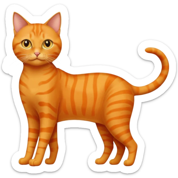 full body solid orange domestic shorthair slim cat with yellow/orange eyes playing sticker